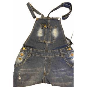 Women's‎ Distressed Blue Jeans Overalls Waist 29"